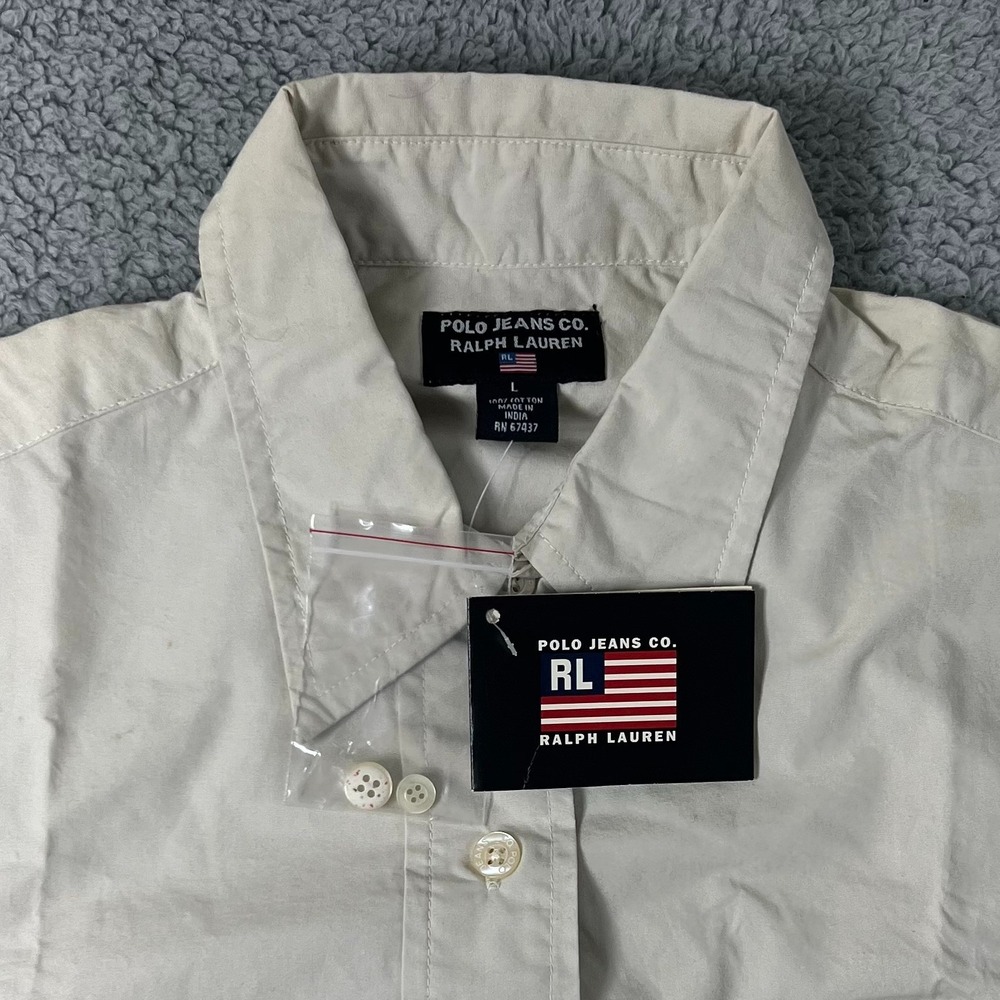 Polo Ralph Lauren Women's Cream Button-Front Shirt Dress - Picture 8 of 16